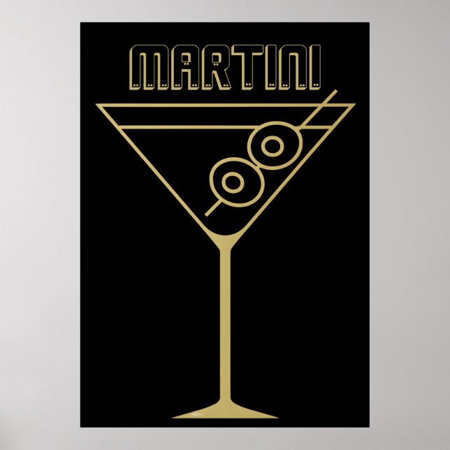 Mid Century Modern Guld 2 Olivemartini Poster (Framsidan)