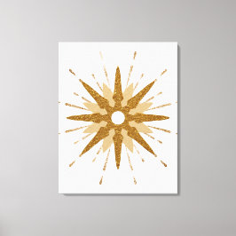 Mid Century Modern Guld Starburst Art Canvastryck