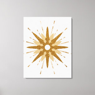Mid Century Modern Guld Starburst Art Canvastryck