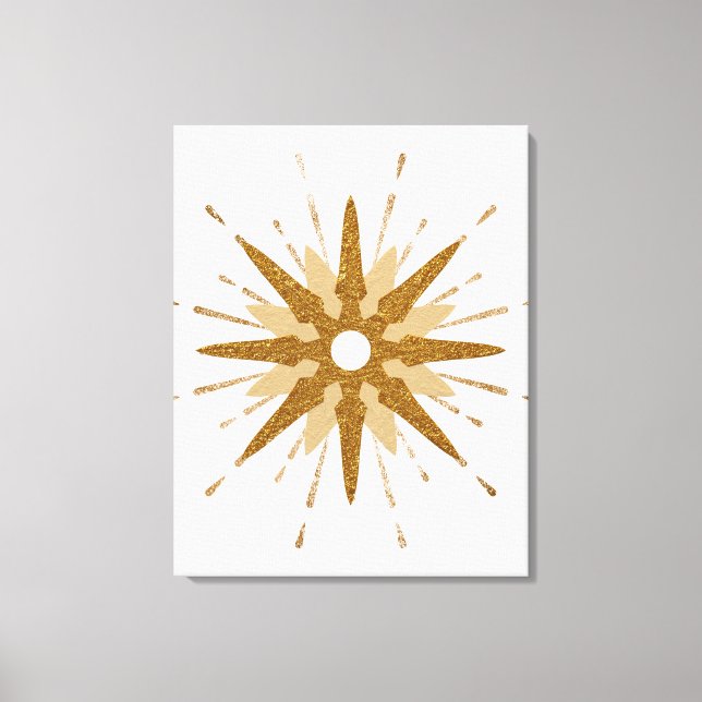 Mid Century Modern Guld Starburst Art Canvastryck (Framsida)