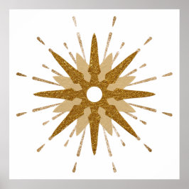 Mid Century Modern Guld Starburst Art Poster