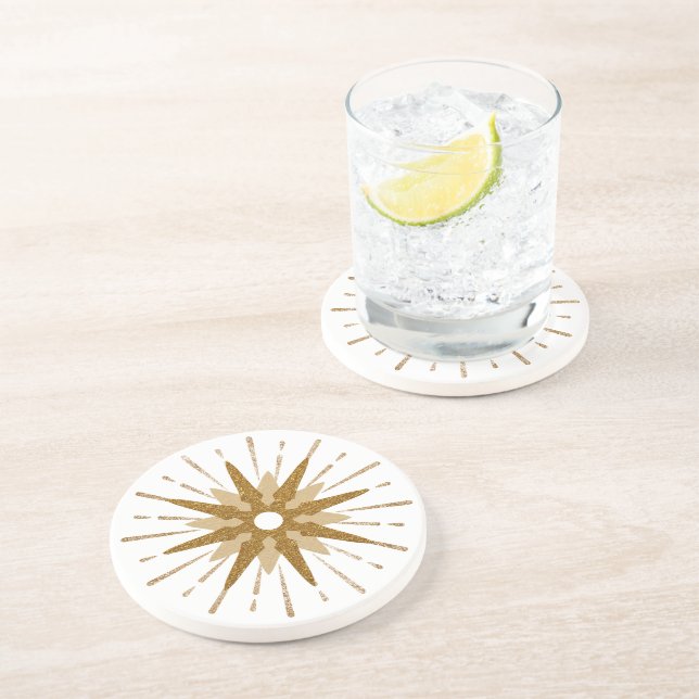 Mid-Century Modern Guld Starburst Round Underlägg (Sidan)
