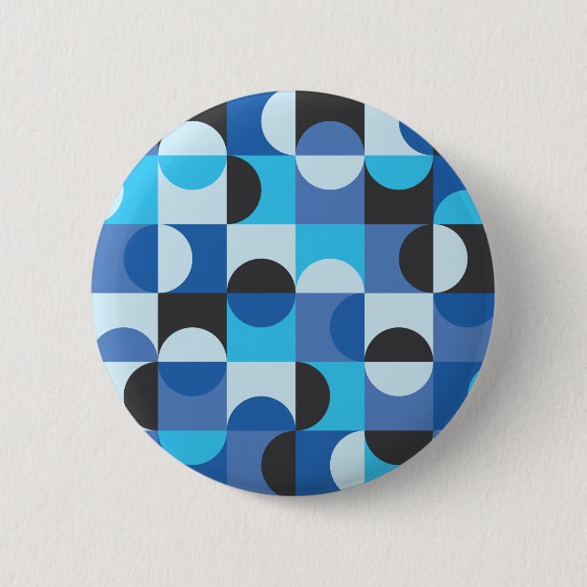  Mid Century Modern Half circles Blue Turqouise Knapp (Framsida)