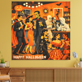 Mid Century Modern Halloween Martini-fest Canvastryck