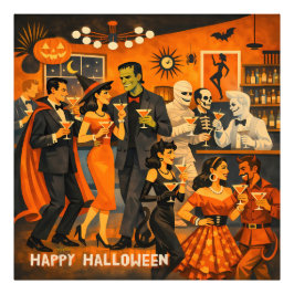 Mid Century Modern Halloween Martini-fest Fototryck