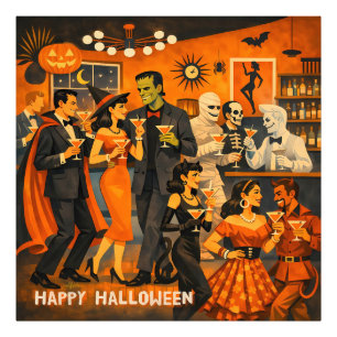 Mid Century Modern Halloween Martini-fest Fototryck