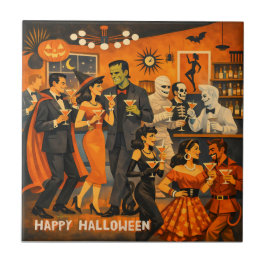 Mid Century Modern Halloween Martini-fest Kakelplatta