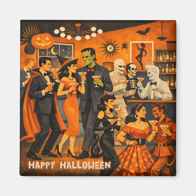 Mid Century Modern Halloween Martini-fest Magnet (Framsidan)
