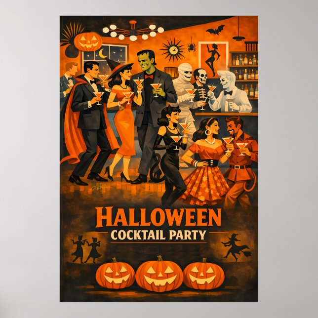 Mid Century Modern Halloween Martini-fest Poster (Framsidan)