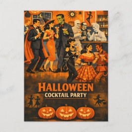 Mid Century Modern Halloween Martini-fest Vykort