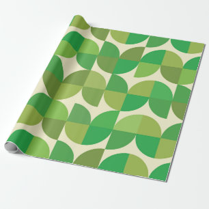 Mid Century Modern halv circles mönster grönt Presentpapper