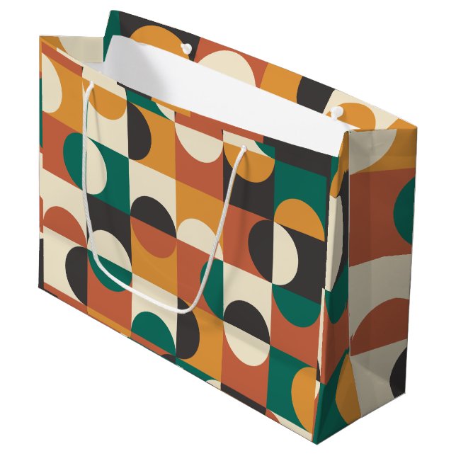 Mid Century Modern Halvcirkel grön och orange (Framsidan Vinklad)