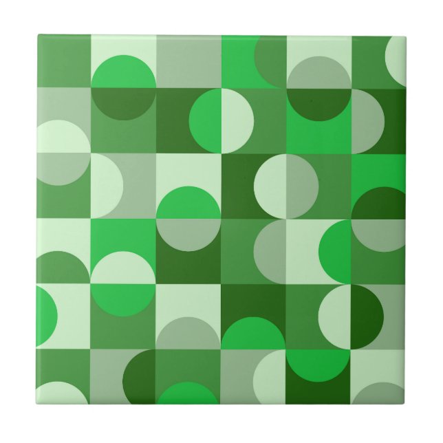 Mid Century Modern Halvcirkelmönster Jade grön Kakelplatta (Framsidan)