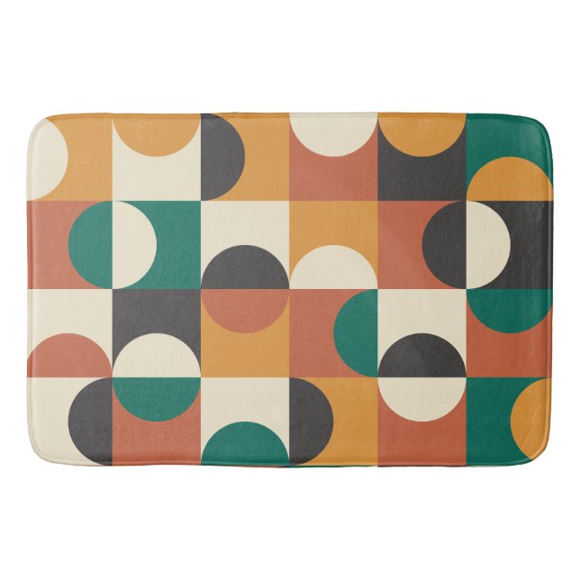 Mid Century Modern Halvcirklar grön och orange Badrumsmatta (Framsidan)