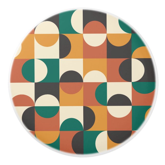 Mid Century Modern Halvcirklar grön och orange Knopp (Framsidan)