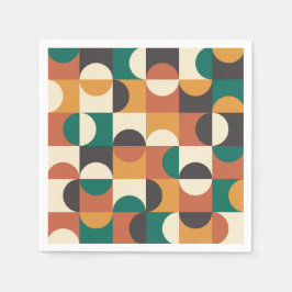Mid Century Modern Halvcirklar grön och orange Pappersservett