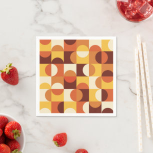 Mid Century Modern Halvcirklar Gul och Orange Pappersservett