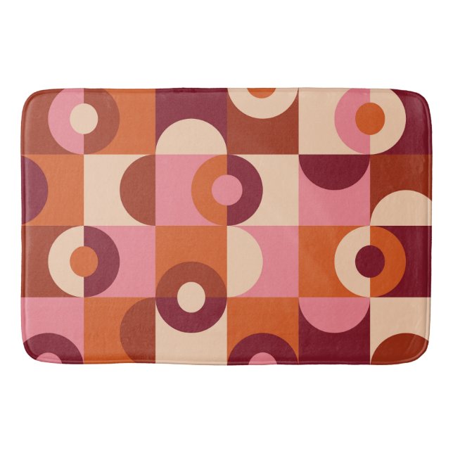 Mid Century Modern Halvcirklar Rosa orange Badrumsmatta (Framsidan)