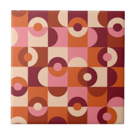 Mid Century Modern Halvcirklar Rosa orange Kakelplatta