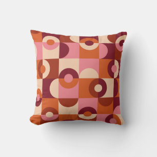 Mid Century Modern Halvcirklar Rosa orange Kudde