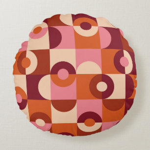 Mid Century Modern Halvcirklar Rosa orange Rund Kudde