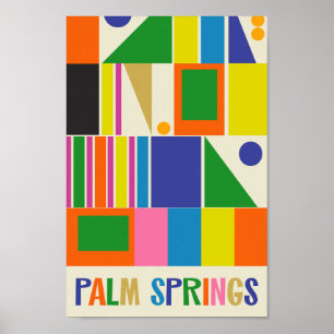 Mid Century Modern Handflatan Vår Colorful Geometr Poster