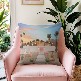 Mid Century Modern Handflatan Vår Flamingo House | Kudde
