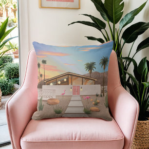 Mid Century Modern Handflatan Vår Flamingo House Kudde