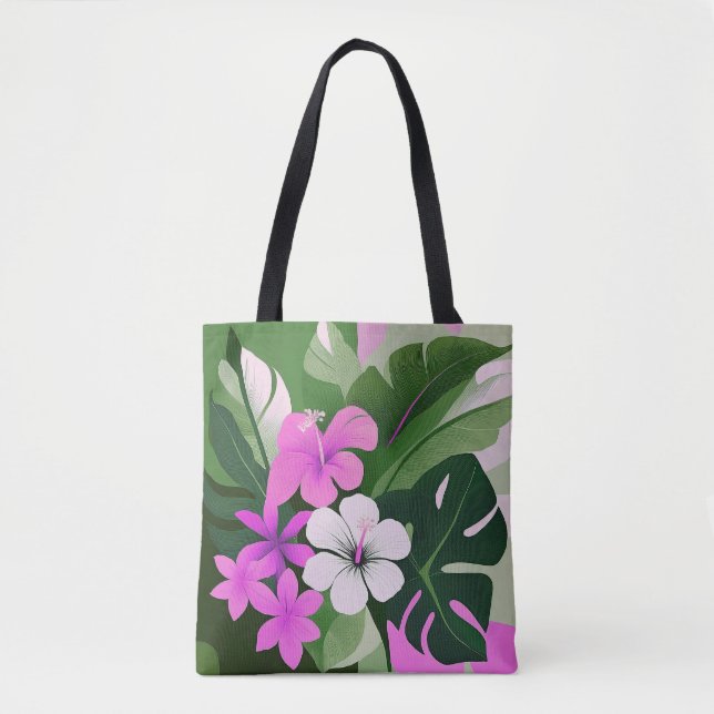 Mid-Century Modern Hawaiian Hibiscus Beach Bag Tygkasse (Framsida)