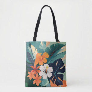 Mid-Century Modern Hawaiianska Hibiskus Strandväsk Tygkasse