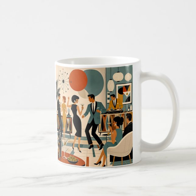 Mid Century Modern Hip Martini Dansfest Kaffemugg (Höger)