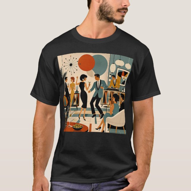 Mid Century Modern Hip Martini Dansfest T Shirt (Framsida)