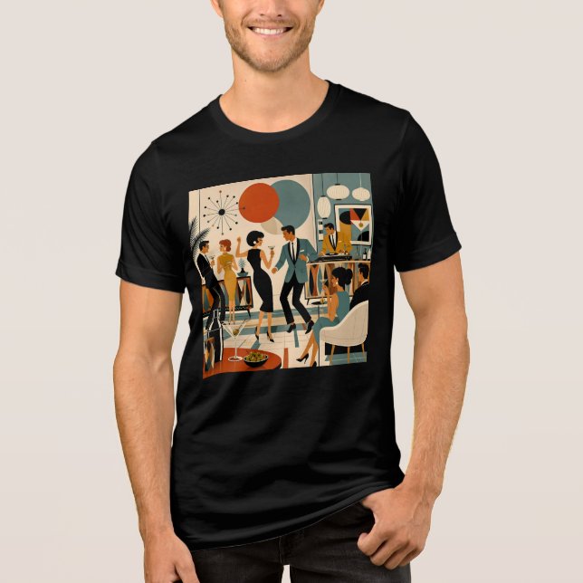 Mid Century Modern Hip Martini Dansfest T Shirt (Framsida)