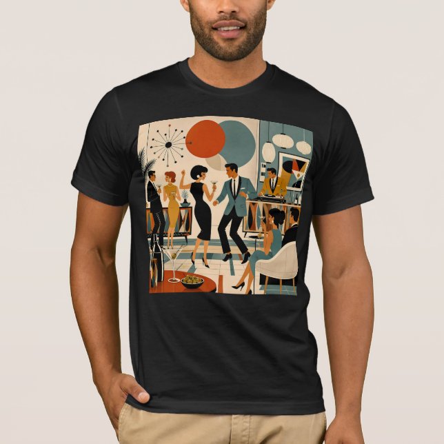 Mid Century Modern Hip Martini Dansfest T Shirt (Framsida)