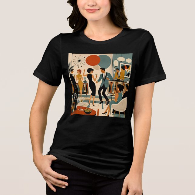 Mid Century Modern Hip Martini Dansfest T Shirt (Framsida)