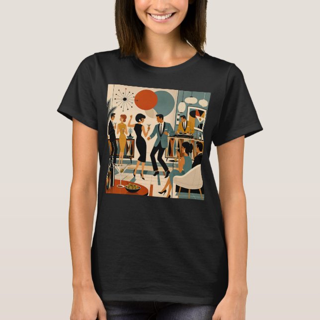 Mid Century Modern Hip Martini Dansfest T Shirt (Framsida)