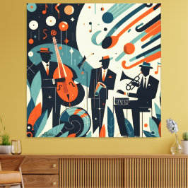 Mid Century Modern Jazz Age Trio Canvastryck