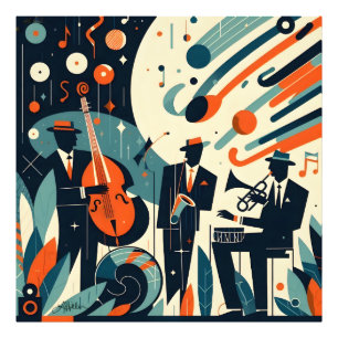 Mid Century Modern Jazz Age Trio Fototryck