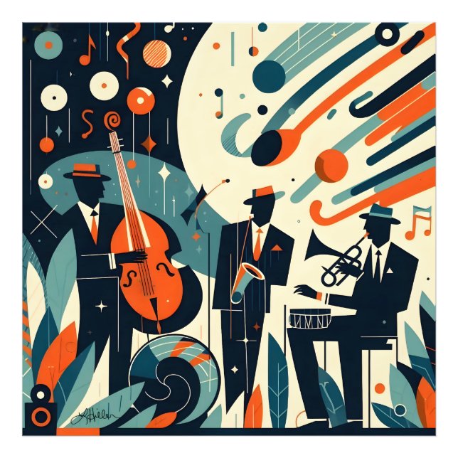 Mid Century Modern Jazz Age Trio Fototryck (Framsidan)