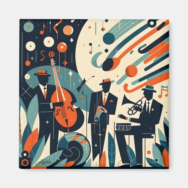 Mid Century Modern Jazz Age Trio Magnet (Framsidan)