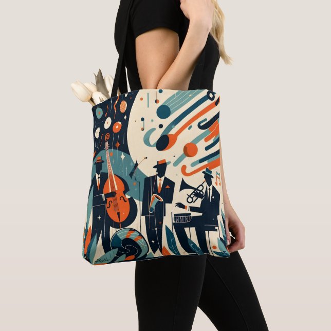 Mid Century Modern Jazz Age Trio Tygkasse (Närbild)