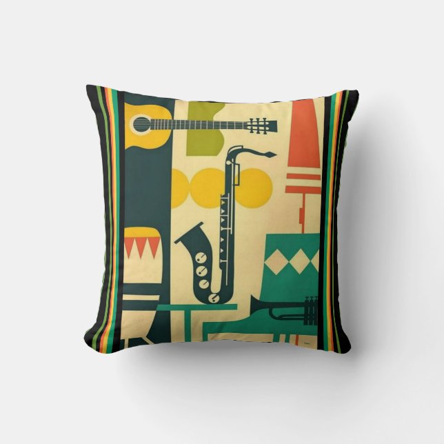 Mid Century Modern Jazz Pillow Kudde (Framsida)