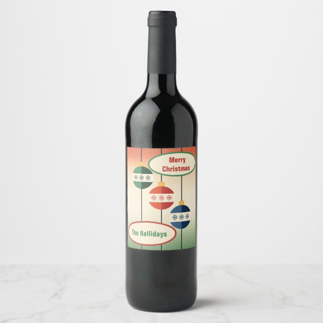 Mid Century Modern jul Vinflaska Etikett (Framsida)
