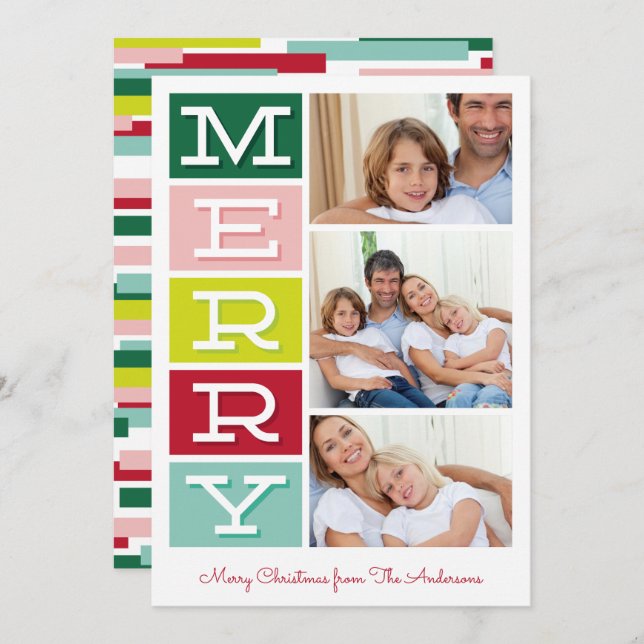 Mid Century Modern julfotoport Inbjudningar (Fram/baksida)