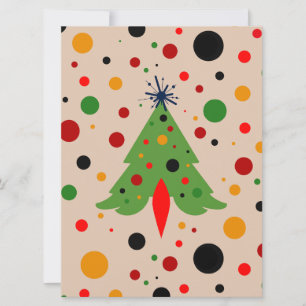 Mid Century Modern Julgran Retro Rocket Julkort