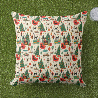 Mid Century Modern Julkatten Retro Atomåldern Kudde