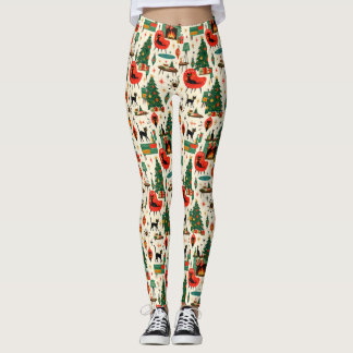 Mid Century Modern Julkatten Retro Atomåldern Leggings