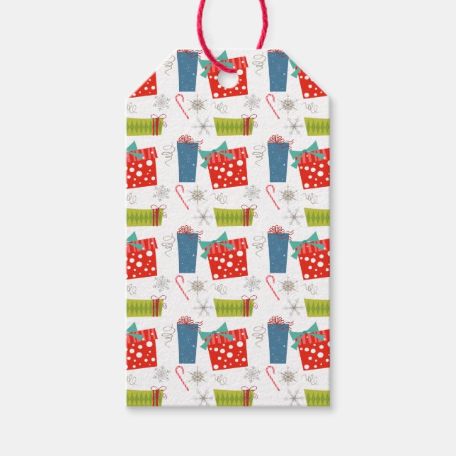 Mid Century Modern Julklapp & Candy cane Presentetikett (Framsidan)