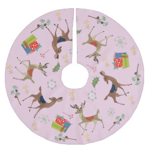 Mid Century Modern   Julklapp Retro Rosa Julgransmatta Borstad Polyester