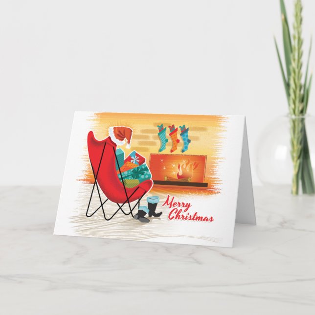 Mid Century Modern-julkort Helgkort (Framsida)